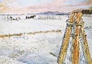 Carl Larsson Harverstion Ice oil painting artist